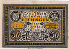 Deutschland 50 Pfennig Geldschein, Ettlingen 50 Pfennig, personnage 2, 1921 VZ Mehl:355.1a -