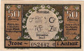 Deutschland 50 Pfennig Geldschein, Frose, champs 1921-06-27, UNZ- Mehl:398.3a -
