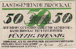 Deutschland 50 Pfennig Geldschein, Brockau, Texte 1920-10-22, UNZ- Mehl:189.1a -