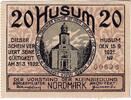 Deutschland 20 Pfennig Geldschein, Husum, Eglise 1922-03-31, UNZ- Mehl:640.1a -