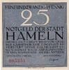 Deutschland 25 Pfennig Geldschein, Hameln, personnage, UNZ- Mehl:566.1a -