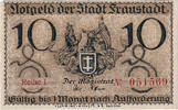 Deutschland 10 Pfennig Geldschein, Fraustadt, Blason, UNZ-, Mehl:F18.9 -