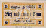 Deutschland 25 Pfennig Geldschein, Büsum, mer 1921-12-31, UNZ- Mehl:202.1 -
