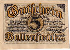 Deutschland 5 Pfennig Geldschein, Ballenstedt, Forêt, 1920 UNZ- Mehl:61.2 -