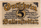 Deutschland 5 Pfennig Geldschein, Ballenstedt, rocher, 1920 UNZ- Mehl:61.2 -