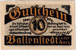 Deutschland 10 Pfennig Geldschein, Ballenstedt, village, 1920 UNZ- Mehl:61.2 -