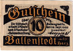 Deutschland 10 Pfennig Geldschein, Ballenstedt, monastère, 1920 UNZ- Mehl:61.2 -
