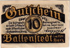 Deutschland 10 Pfennig Geldschein, Ballenstedt, Monument, 1920 UNZ- Mehl:61.2 -