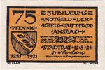 Deutschland 75 Pfennig Geldschein, Ansbach, cheval 1921-08-12, UNZ- Mehl:35.2d -