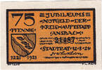Deutschland 75 Pfennig Geldschein, Ansbach, Blason 1921-08-12, UNZ- Mehl:35.2d -