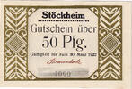Deutschland 50 Pfennig Geldschein, Stockheim, personnage 1922 UNZ- Mehl:1272.2 -