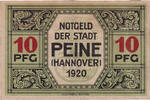 Deutschland 10 Pfennig Geldschein, Peine, rue 1920-06-03, UNZ-, Mehl:P 11.2a -