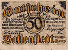 Deutschland 50 Pfennig Geldschein, Ballenstedt, arbre, 1920 UNZ- Mehl:61.1a -