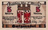 Deutschland 5 Pfennig Geldschein, Salzwedel, château, 1921 UNZ- Mehl:1162.2a -