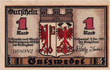Deutschland 1 Mark Geldschein, Salzwedel, manoir, 1921 UNZ- Mehl:1262.2a -