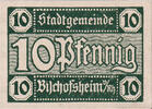 Deutschland 10 Pfennig Geldschein, Bischofsheim, château 1921, UNZ- Mehl:107.1 -