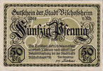 Deutschland 50 Pfennig Geldschein, Bischofsheim, ruine, UNZ-, Mehl:107.2 -
