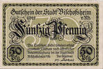 Deutschland 50 Pfennig Geldschein, Bischofsheim, UNZ- Mehl:107.3 -