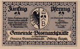 Deutschland 50 Pfennig Geldschein, Bismarckhütte, Blason, 1921 UNZ- Mehl:108.1 -