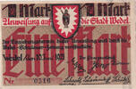 Deutschland 1 Mark Geldschein, Wedel, métier 1921-06-10, UNZ- Mehl:1387.1a -