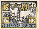 Deutschland 10 Pfennig Geldschein, Rostock, château, 1922 UNZ- Mehl:FS 1138.1 -
