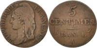 Frankreich 5 Centimes Münze, Dupré, Paris, SS, Bronze, KM:635.1 -