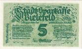 Deutschland 5 Goldpfennig Bielefeld, 1923-11-08, UNZ-, Leinen, Grabowski:93 -