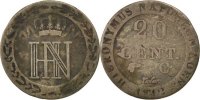 Deutsch Staaten 20 Centimes Münze, WESTPHALIA, Jerome, Cassel, S+ -