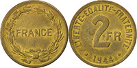 Frankreich 2 Francs Münze, France Libre, Philadelphia, VZ, Messing -
