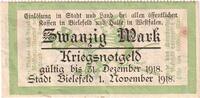 Deutschland 20 Mark Bielefeld, 1918-11-01, SS+ -