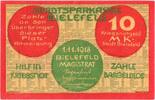 Deutschland 10 Mark Bielefeld, 1918-11-01, UNZ- -