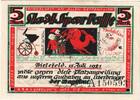 Deutschland 5 Mark Bielefeld, 1921-07-15, VZ+ -