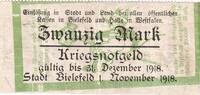 Deutschland 20 Mark Bielefeld, 1918-11-01, VZ -