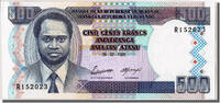 Burundi 500 Francs Geldschein, 1995-02-05, UNZ -