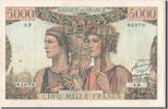 Frankreich 5000 Francs Geldschein, 5 000 F 1949-1957 ''Terre et Mer'' -