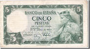 Spanien 5 Pesetas Geldschein, 1954-07-22, VZ -