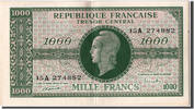 Frankreich 1000 Francs Geldschein, 1943-1945 Marianne, VZ+, Fayette:VF 12.1 -