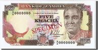 Sambia 5 Kwacha Geldschein, UNZ -