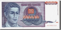 Jugoslawien 500,000 Dinara Geldschein, UNZ -