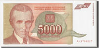 Jugoslawien 5000 Dinara Geldschein, UNZ -