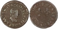 Frankreich Denier Tournois Münze, Louis XIII, Denier tournois, buste enfantin « petite -
