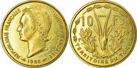 Togo 10 Francs Münze, Paris, UNZ, Bronze-Aluminium, Lecompte:25 -