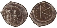 Half Follis Tiberius II Constantine 578-582