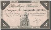 Frankreich 50 Livres Louvet, 1792-12-14, S+, KM:A72, Lafaurie:164 -