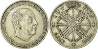 Spanien 100 Pesetas Münze, Caudillo and regent, SS, Silber, KM:797 -