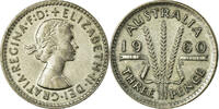 Australien Threepence Münze, Elizabeth II, Melbourne, SS, Silber, KM:57 -