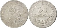Italien 50 Centesimi 1863 N Vittorio Emanuele II, Naples, Silber, SS+, KM:14.2