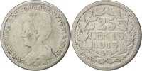 Niederlande 25 Cents Wilhelmina I, Silber, SGE+, KM:146 -