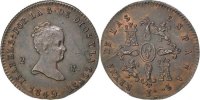 Spanien 2 Maravedis Münze, Isabel II, Jubia, VZ, Kupfer, KM:532.2 -