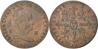 Spanien 8 Maravedis Münze, Isabel II, Jubia, VZ, Kupfer, KM:531.2 -